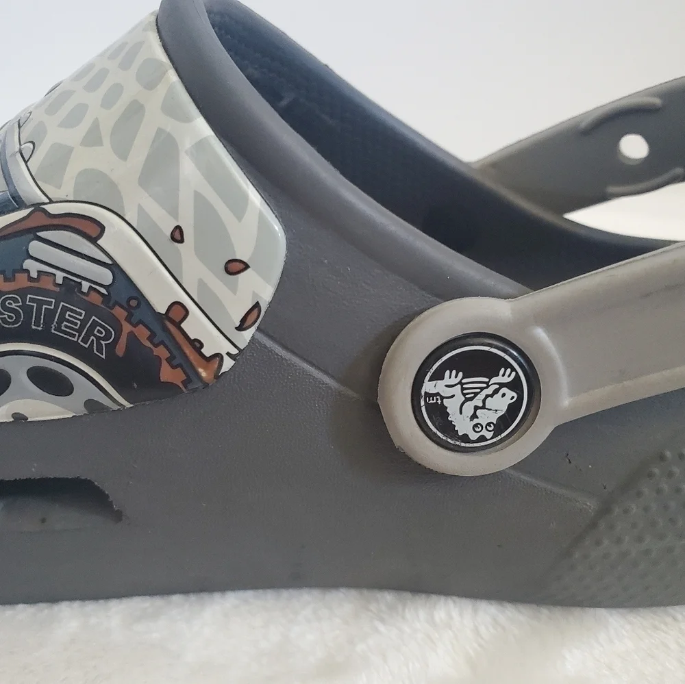 CROCS Funlab Monster Truck LED Light Gray Slip On Clogs Size Jr 3